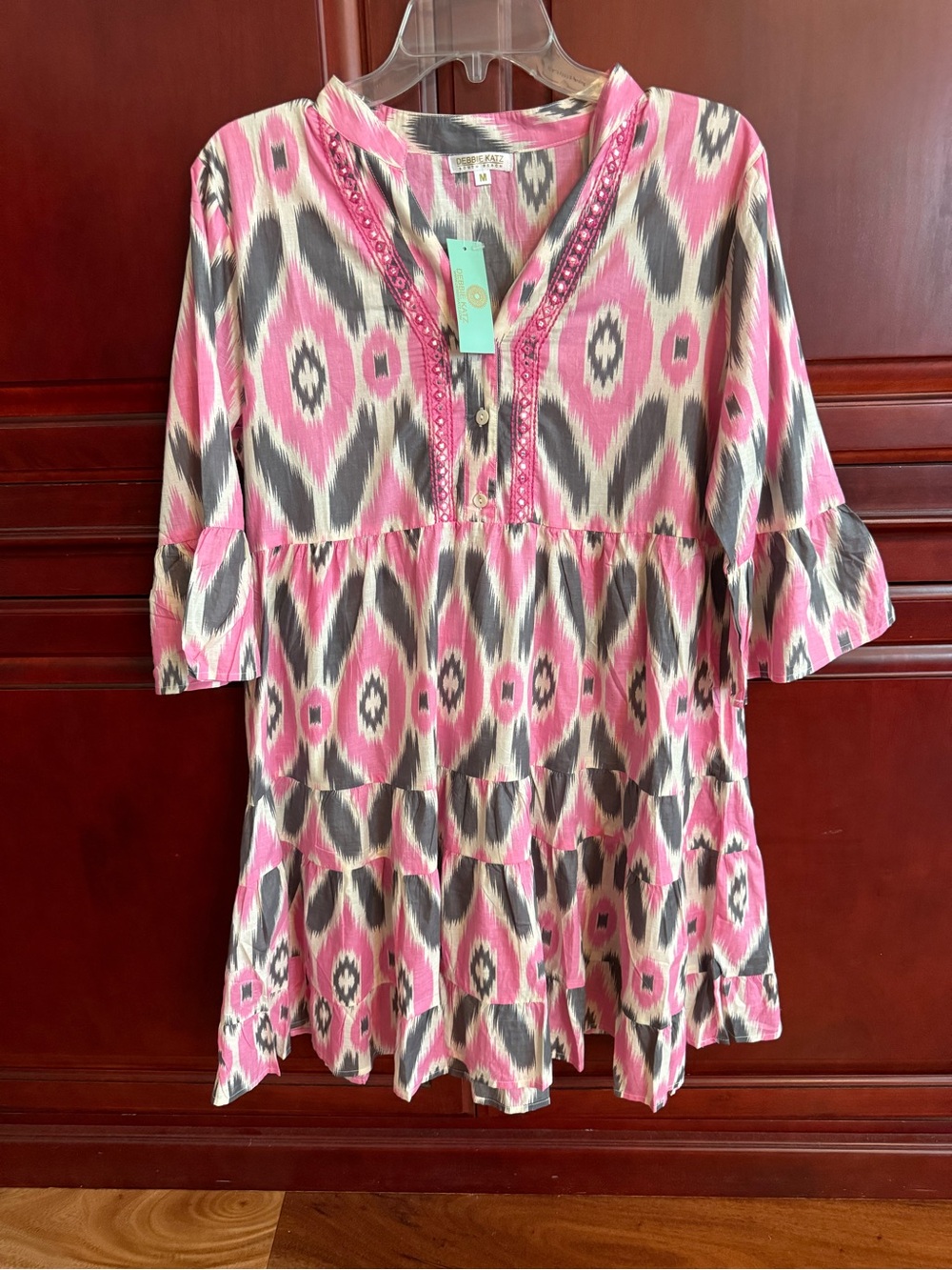 Pink Ikat Tiered Tunic Top